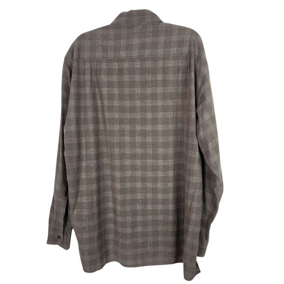 ERMENEGILDO ZEGNA Shirt Mens Medium Brown Gray Pocket Button Front Dress Top - Picture 2 of 10